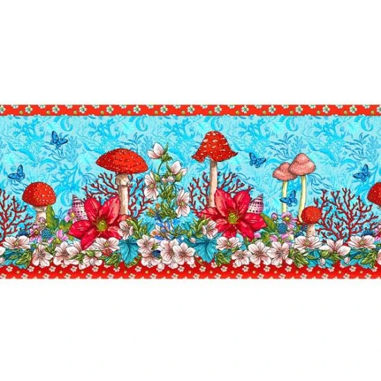 [OBB201] Bordure velours Champi bleu