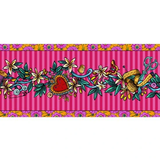 [OBB194] Bordure velours Tatoo rose