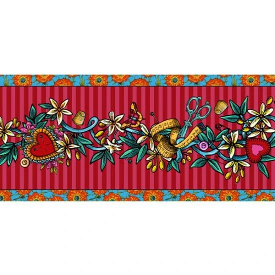 [OBB195] Bordure velours Tatoo rouge